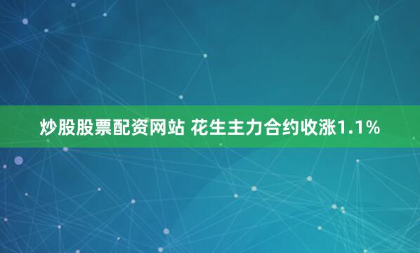 炒股股票配资网站 花生主力合约收涨1.1%