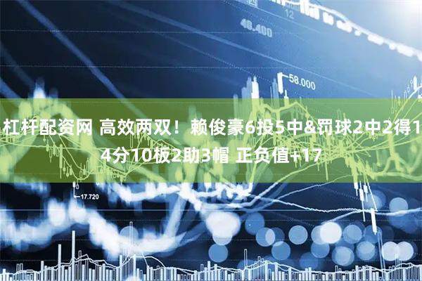 杠杆配资网 高效两双！赖俊豪6投5中&罚球2中2得14分10板2助3帽 正负值+17